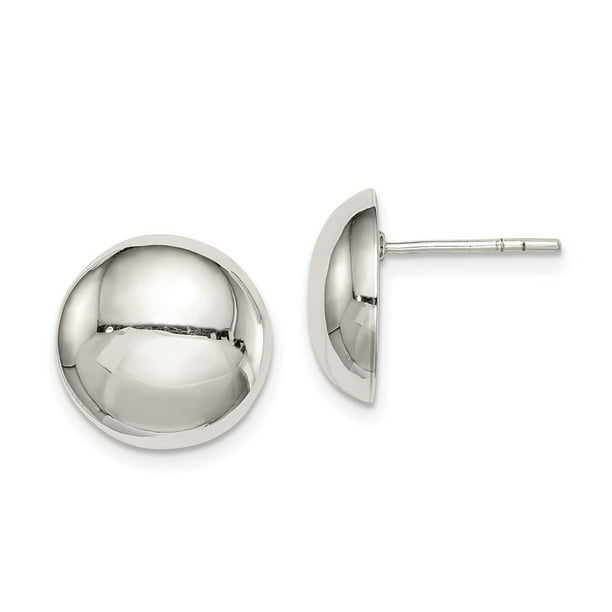 Sterling Silver 13mm Button Earrings 